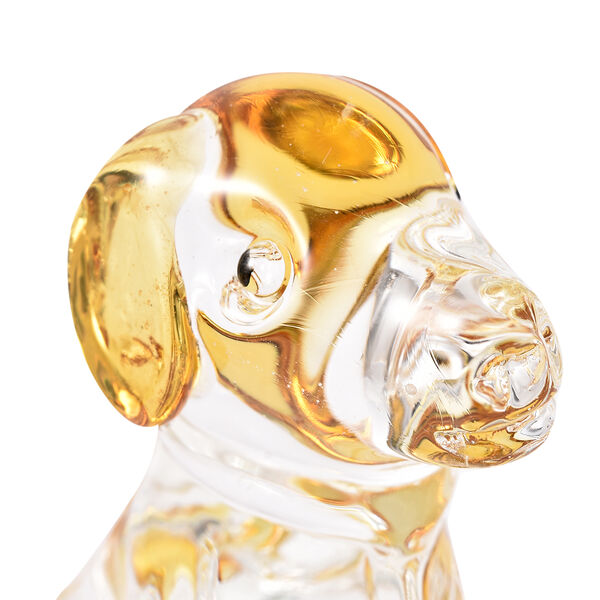 Dekorative Kristallglas Hunde-Figur auf quadratischem St&auml;nder, 12x12x6 cm, Gelb image number 6