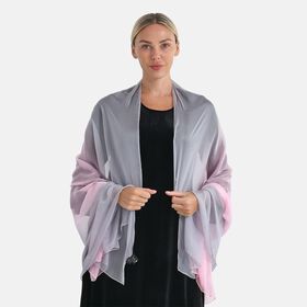  LA MAREY signature 100% silk scarf110*180cmweight:40gcolor:grey and pinkMaterial:100% Mulberry silk