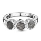 Meteorit Ring, 925 Silber rhodiniert, (Größe 18.00) ca. 4.73 ct