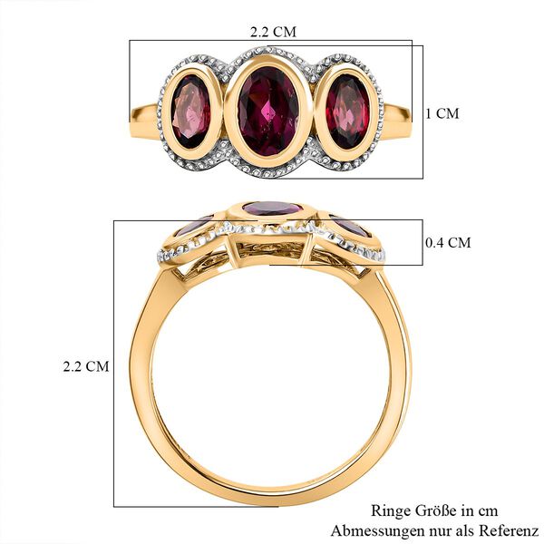 Rhodolith Granat-Ring, 925 Silber vergoldet (Gr&ouml;&szlig;e 17.00) ca. 1.94 ct image number 6