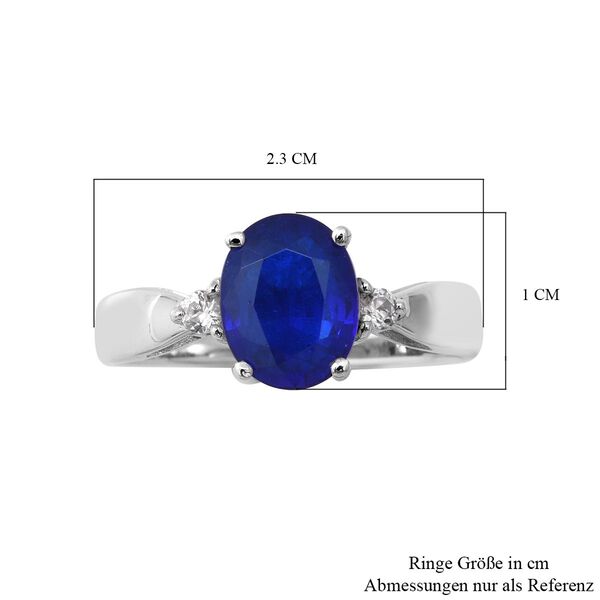 Tansanischer, blauer Spinell und wei&szlig;er Zirkon-Ring, 925 Silber platiniert  ca. 2,45 ct image number 5