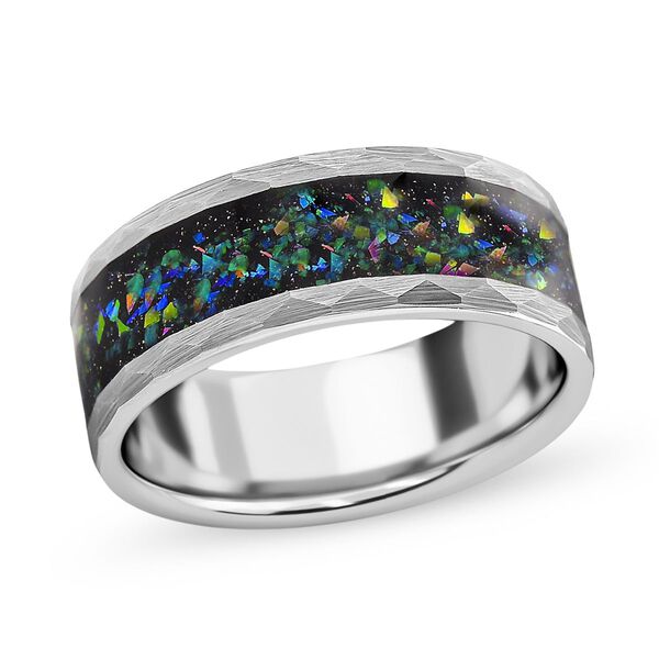 Abalone Muschel Ring Reines Wolframcarbid (Gr&ouml;&szlig;e 16.25) image number 3