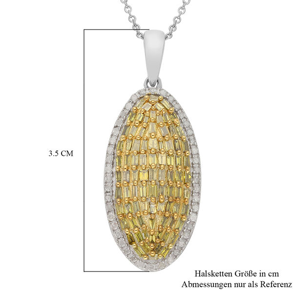 Gelber und Wei&szlig;er Diamant Cluster Anh&auml;nger mit Kette ca. 50 cm 925 platiniert 1.00 ct image number 6