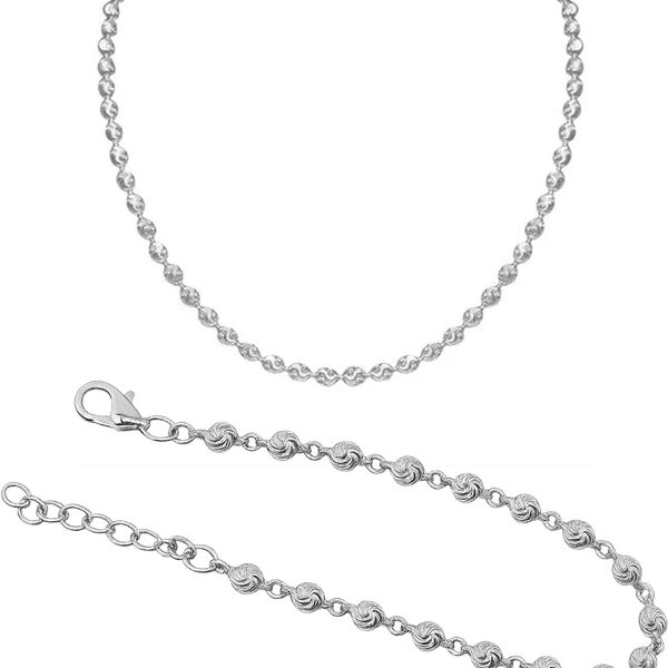 Kugel Armband und Halskette mit Diamantschliff-Muster image number 0