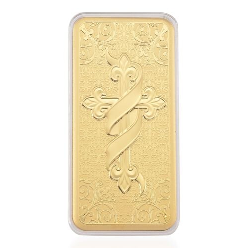 999er Gold-Plättchen mit Kreuzdesign image number 0