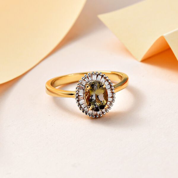 AA nat&uuml;rlicher goldener Tansanit und Diamant-Ring - 0,99 ct. image number 1