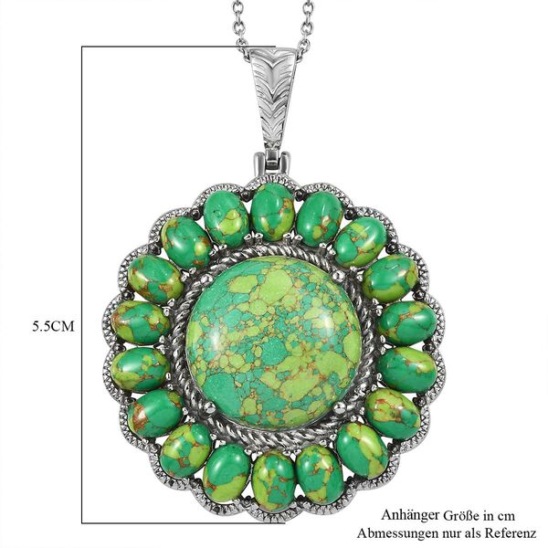 Gr&uuml;ner T&uuml;rkis Anh&auml;nger mit 50cm Kette - 32,83 ct. image number 7
