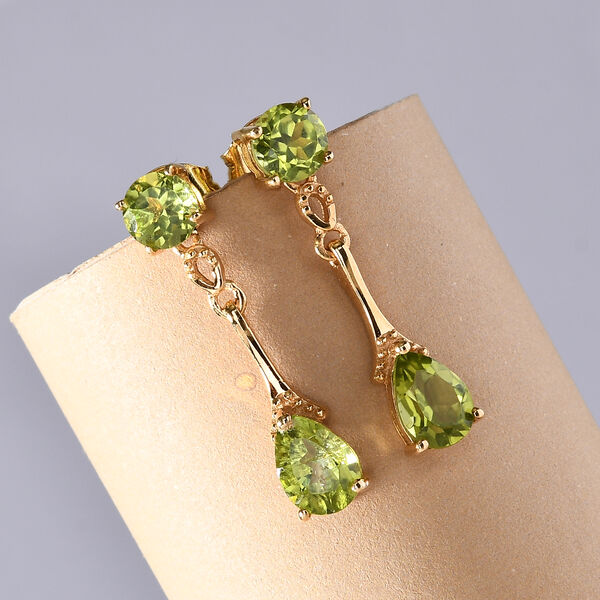 Nat&uuml;rlicher Peridot Ohrh&auml;nger 925 Silber vergoldet ca. 2,11 ct&nbsp; image number 2