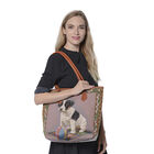 Jute Handtasche für Frauen, Hundemuster, Größe: 11x36x28 cm, Lila image number 1
