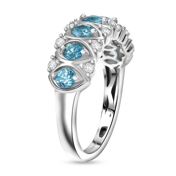 D'Joy Blauer Zirkon, Weißer Zirkon Ring 925 Silber rhodiniert (Größe 17.00) ca. 1,60 ct image number 5