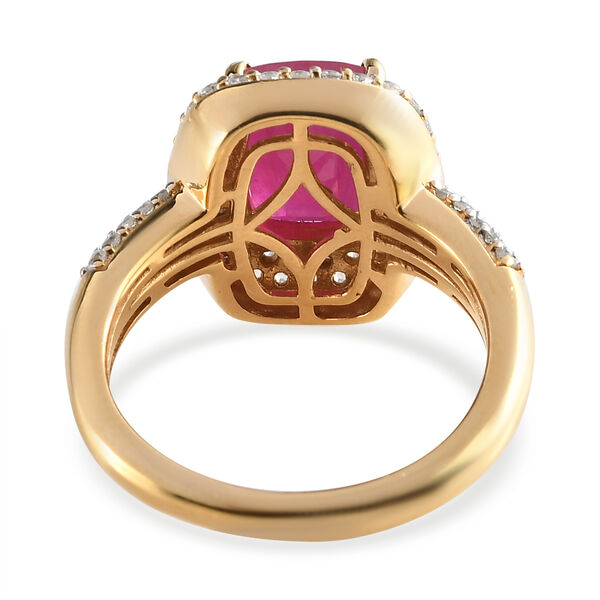 Afrikanischer Rubin und Zirkon-Ring, (Fissure gefüllt), 925 Silber vergoldet image number 7