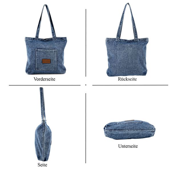 LIVMORE Shopper Tasche mit Rei&szlig;verschlussfach und Innenfach 42 x 34 x 8 cm Hellblau image number 6