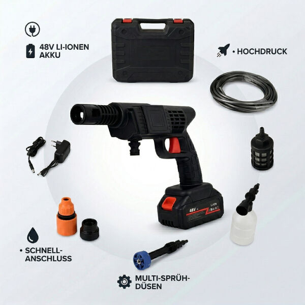 Akku Aquajet Hochdruckreiniger, 2 Akkus, 5m Wasserschlauch, Schwarz image number 2