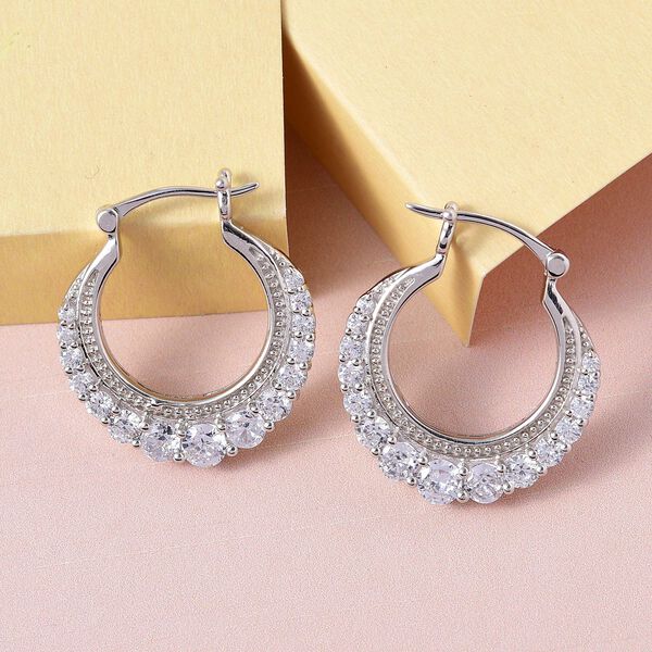 Weiße Zirkonia Ohrringe, Messing, platiniert ca. 4.08 ct image number 2