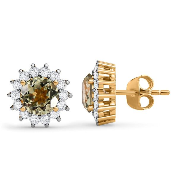 Sternchen AAA Turkizit und Zirkon Halo-Ohrstecker- 1,43 ct. image number 9