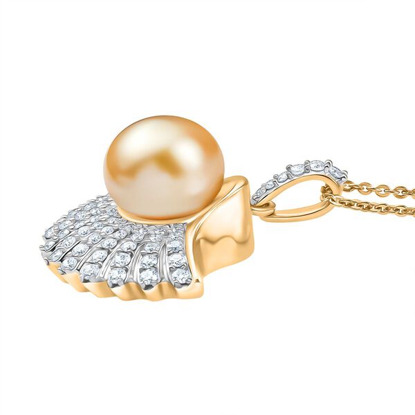 D'Joy AA goldener Südseeperlen- und Moissanit-Anhänger mit 50cm Kette image number 4