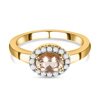 AAA Turkizit und wei&szlig;er Zirkon-Ring, 925 Silber Gelbgold Vermeil (Gr&ouml;&szlig;e 17.00) ca. 1.09 ct
