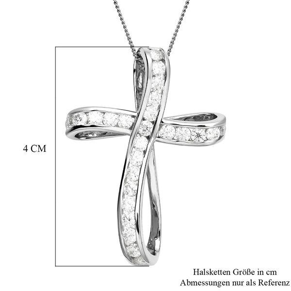 Moissanit Kreuz-Anh&auml;nger mit Kette, ca. 1,90 ct image number 5
