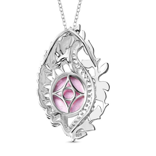 Maulbeere Mondstein und Zirkon zweifarbiger Anhänger mit 50cm Kette - 6,66 ct. image number 4