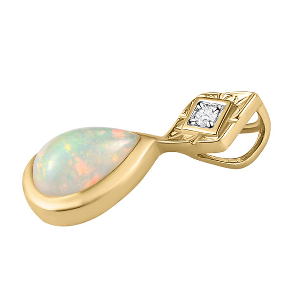 Natürlicher, äthiopischer Opal und Zirkon-Anhänger in Silber image number 4