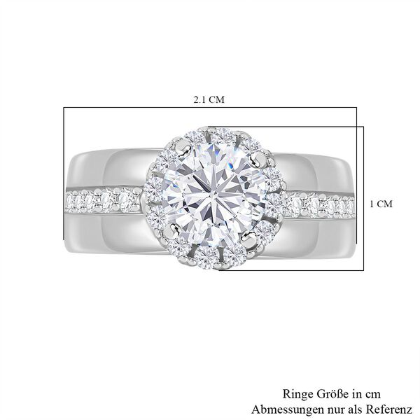 LUSTRO STELLA - Weißer Zirkonia Ring 925 Silber rhodiniert (Größe 16.00) image number 4