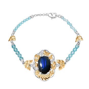 EVER TRUE AAA Labradorit, Apatit Armband ca. 19 cm Nickelfreies Messing Zweifarbige Beschichtung ca. 20,05 ct.