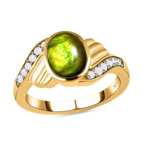 Kanadischer Ammolit und wei&szlig;er Zirkon-Ring - 1,80 ct. image number 4