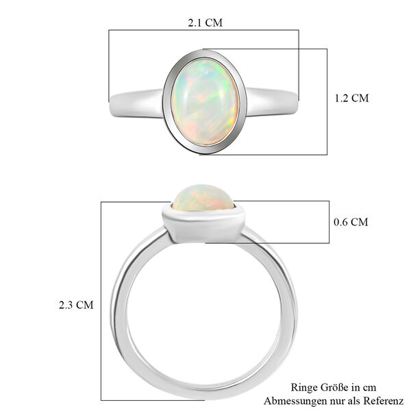 Nat&uuml;rlicher &Auml;thiopischer Opal Solit&auml;r Ring 925 Silber Platin-&Uuml;berzug image number 7