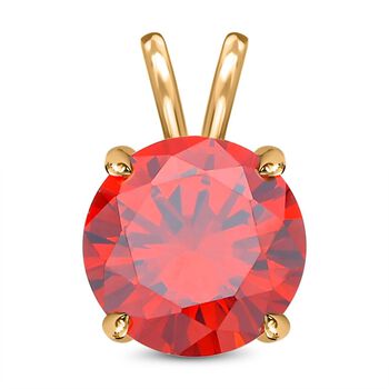 Roter Zirkonia Anh&auml;nger, 925 Silber vergoldet ca. 5,00 ct