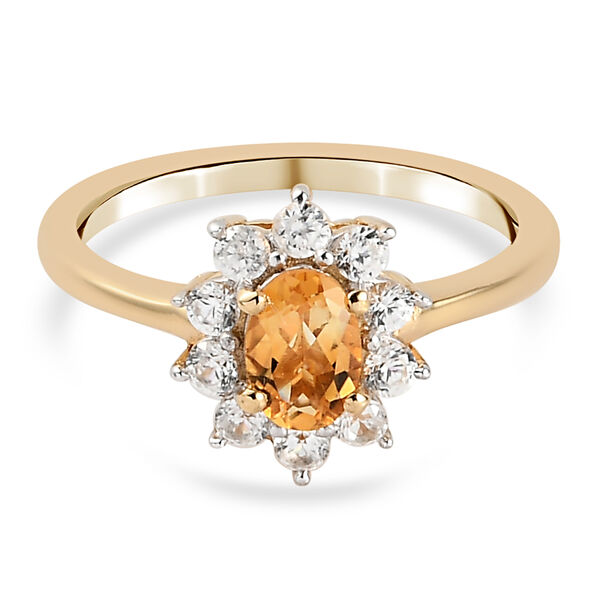 Citrin und Zirkon Ring 925 Silber vergoldet  ca. 0,93 ct