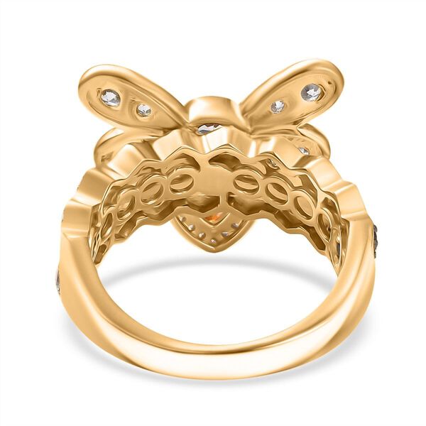 Giuseppe Perez AA Feueropal, Weißer Zirkon Ring 925 Silber 750 Gelbgold Vermeil (Größe 18.00) ca. 2.45 ct image number 4