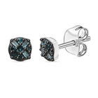 D'Joy Blauer Diamant Ohrringe 925 Silber rhodiniert ca. 0.14 ct