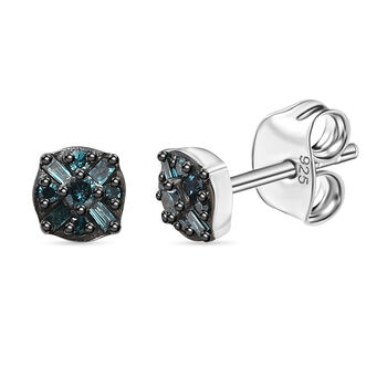 D'Joy Blauer Diamant Ohrringe 925 Silber rhodiniert ca. 0.15 ct