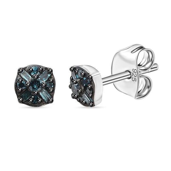 D'Joy Blauer Diamant Ohrringe 925 Silber rhodiniert ca. 0.14 ct image number 0