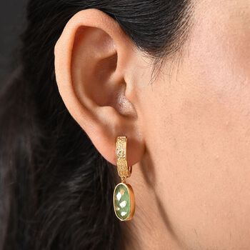 SHOPLC EXKLUSIV D'Joy Gr&uuml;n Blattgold-Quarz Ohrringe 925 Silber 750 Gelbgold Vermeil ca. 8.10 ct