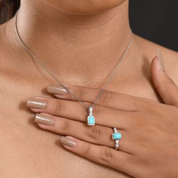 2er Set - D'Joy Sleeping Beauty T&uuml;rkis Anh&auml;nger und Ring, 925 Silber rhodiniert (Gr&ouml;&szlig;e 20.00) ca. 2.00 ct