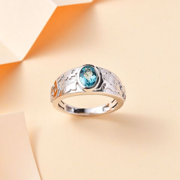 Paraiba-Apatit Ring 925 Silber rhodiniert (Gr&ouml;&szlig;e 17.00) ca. 0,80 ct image number 2