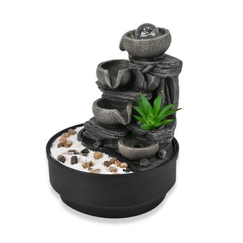 DIY Wasserfall-Brunnen mit Ball und Warmlicht &ndash; Grau