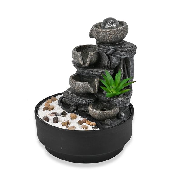 DIY Wasserfall-Brunnen mit Ball und Warmlicht &ndash; Grau image number 1