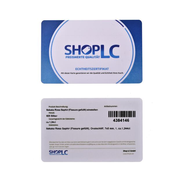 Ilakaka Rosa Saphir (Fissure gef&uuml;llt) Anh&auml;nger mit Kette, 925 Silber platiniert ca. 1,24 ct image number 6