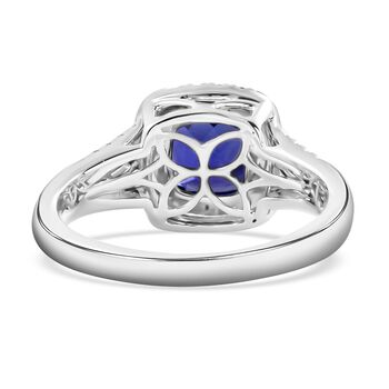RHAPSODY zertifiziert und gepr&uuml;ft AAAA Tansanit und Diamant Ring in 950 Platin - 2,10 ct.