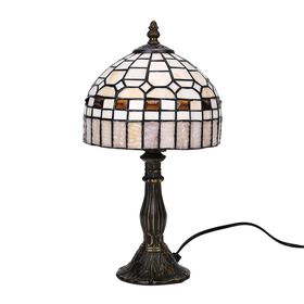 Handgefertige Tiffany-Stil Tischlampe, Buntglas, Braun