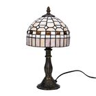 Tiffany-Stil Tischlampe mit Legierungsfuß - Klassische Antik-Look Lampe mit handgefertigtem, filigranem Glasmosaik-Schirm, Größe: 20x20x135 cm