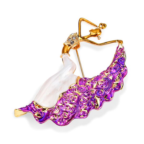 Wei&szlig;er Kristall Brosche emailliert image number 4