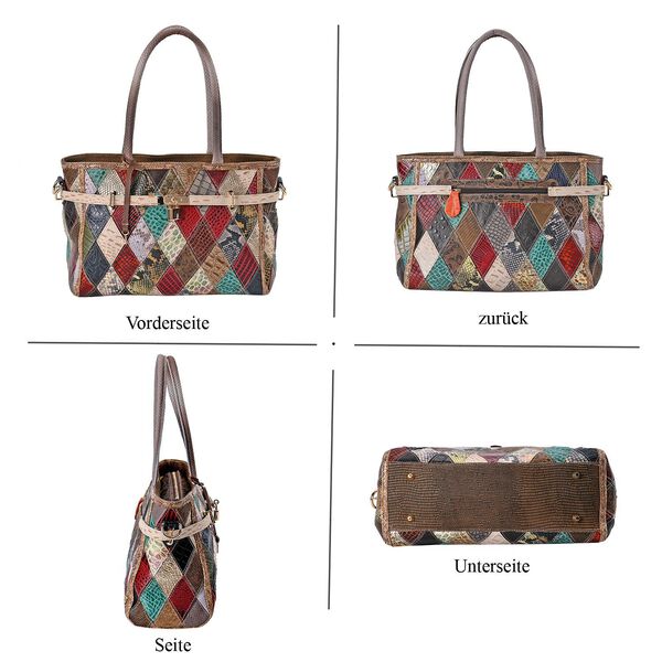 Chaos by Elsie-  Echtleder Tasche mit Regenbogen-Mattwebmuster image number 4