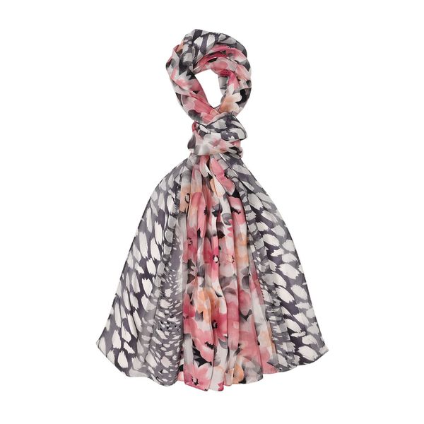 LA MAREY 100% Maulbeerseiden Schal, Schwarz-rosa