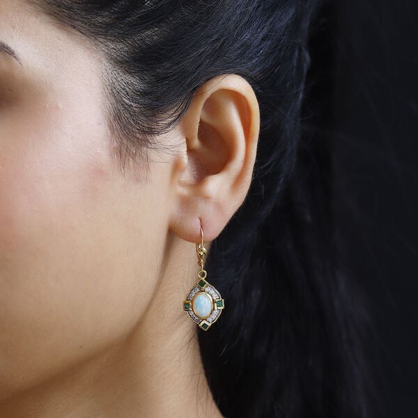 AA &auml;thiopische Welo Opal, Kagem sambische Smaragd und Zirkon-Ohrringe - 2,65 ct. image number 8