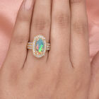 Natürlicher, äthiopischer Opal und Zirkon-Ring, 925 Silber Gelbgold Vermeil  ca. 2,90 ct image number 2