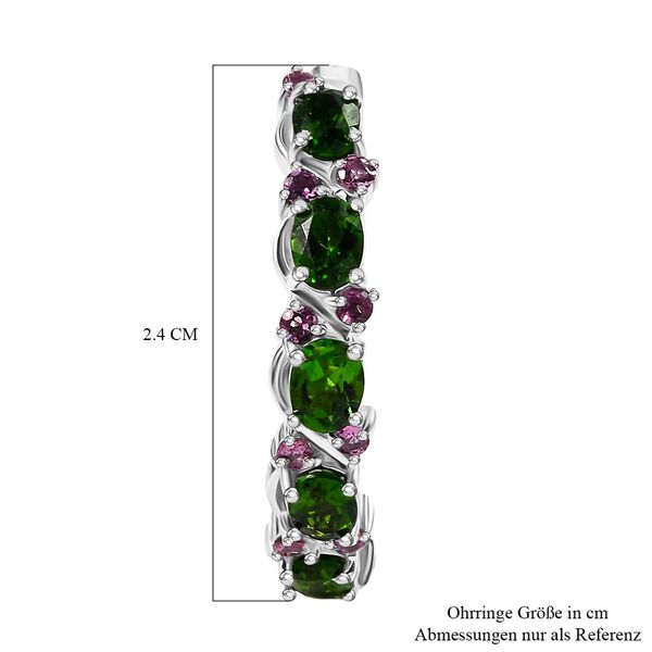 D'joy Nat&uuml;rlicher Chromdiopsid, Nat&uuml;rlicher Rhodolith Granat Ohrringe 925 Silber rhodiniert ca. 2.26 ct image number 5
