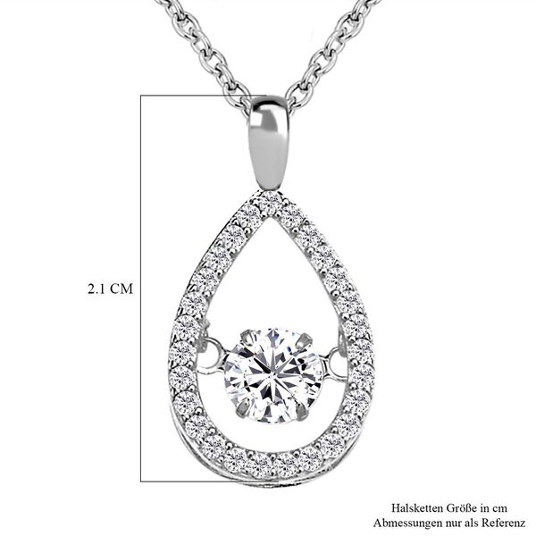 Wei&szlig;er Zirkonia-Anh&auml;nger mit Edelstahl-Kette, 925 Silber rhodiniert ca. 1.05 ct image number 6